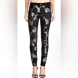 7 For All Mankind Black and Gray Floral Jeans Size 27